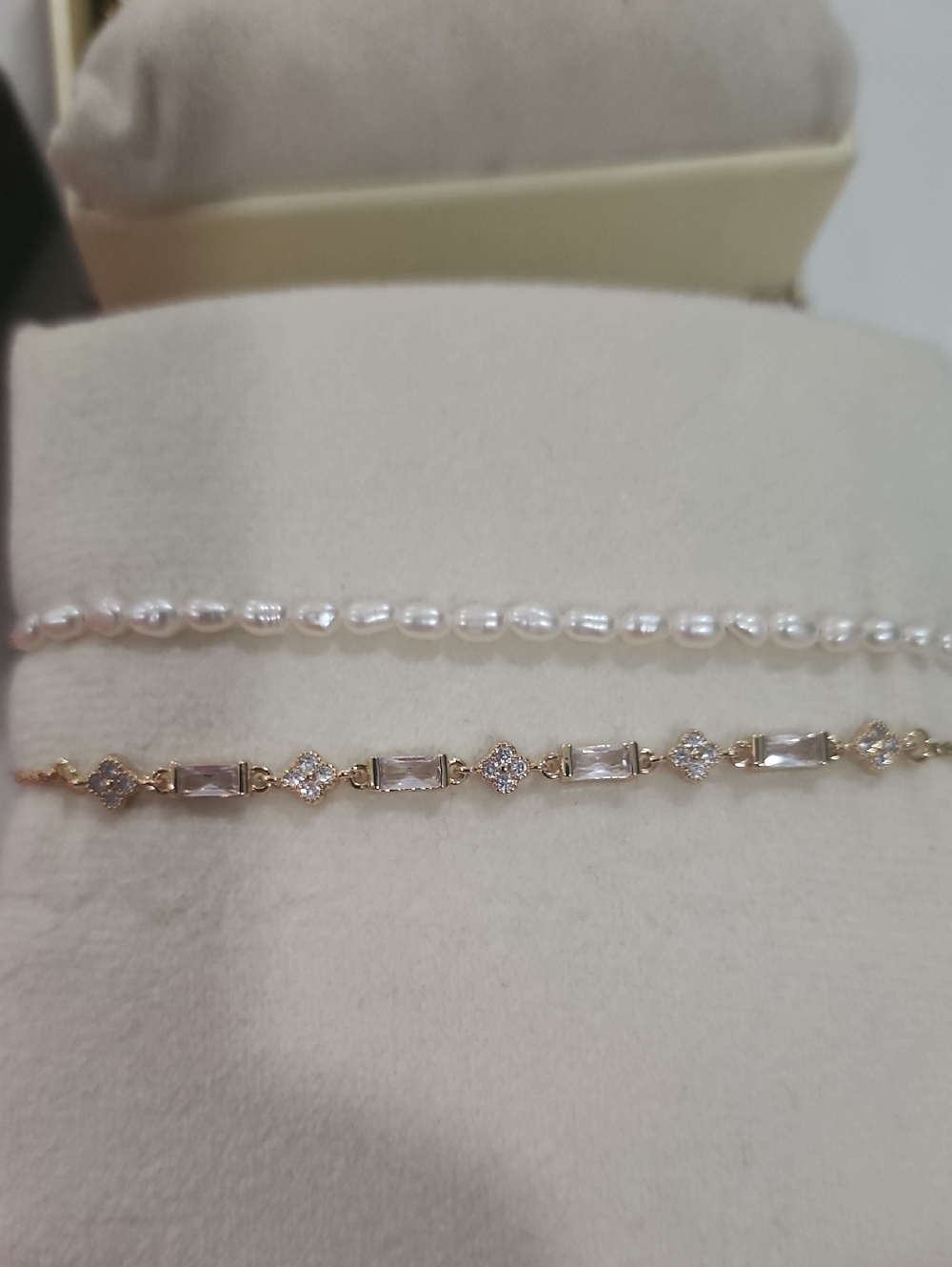 Elegant Gold-Tone Cubic Zirconia & Pearl Bracelet Set
